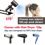 Hair Dryer Stand Hands Free 360 Rotate Hair Dryer Holder Stand Floor, Hands Free Blow Dryer Stand Clip Suitable for 99%