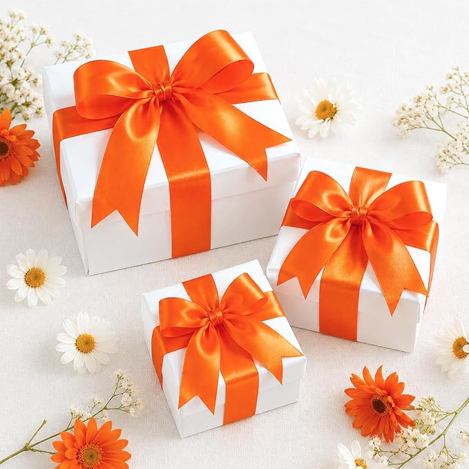 KINGLAKE Orange Satin Ribbon – 1-1/2 Inch x 2 Rolls Orange Ribbon - Image 4