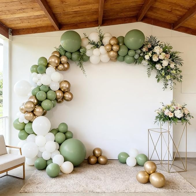 50pcs 12 Inch Sage Green Latex Party Balloons | Premium Olive Green Balloon Kit - Image 5
