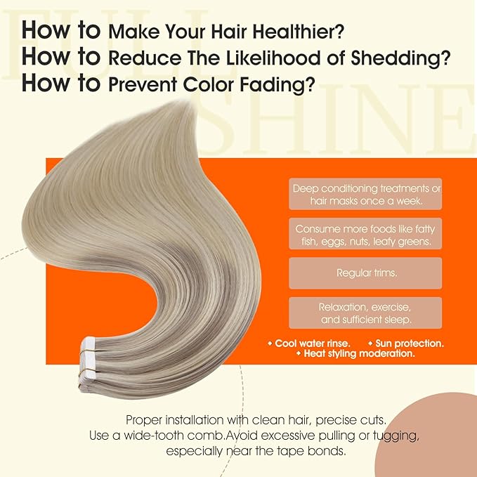 Full Shine Tape Hair Extensions 20Inch Tape in Extensions 18 Ash Blonde Ombre 22 and 60 Platinum Blonde Real Human Hair Extensions 20Pcs Seamless Invisible Human Hair 50G for Wedding