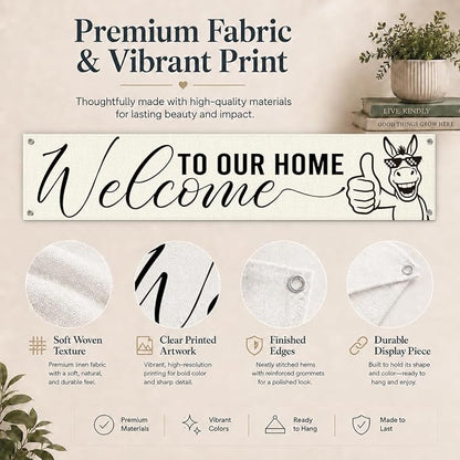 Welcome to Our Home Hanging Banner, Funny Farmhouse Porch Sign Decor - Image 5