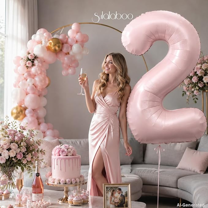 40 Inch Light Pink Number 2 Foil Big 0-9 Giant Digital Balloon | 2nd - Image 2