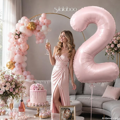 40 Inch Light Pink Number 2 Foil Big 0-9 Giant Digital Balloon | 2nd - Image 2