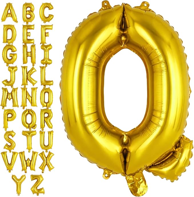 Gold Letter Q Balloons, 40 Inch Large Foil Letter Balloons, Custom Phrase by YOTHORN