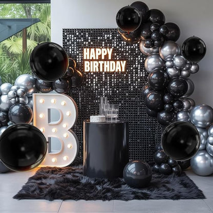 10Pcs Black Round Foil Balloons, Metallic Black Foil Baloon - Image 7