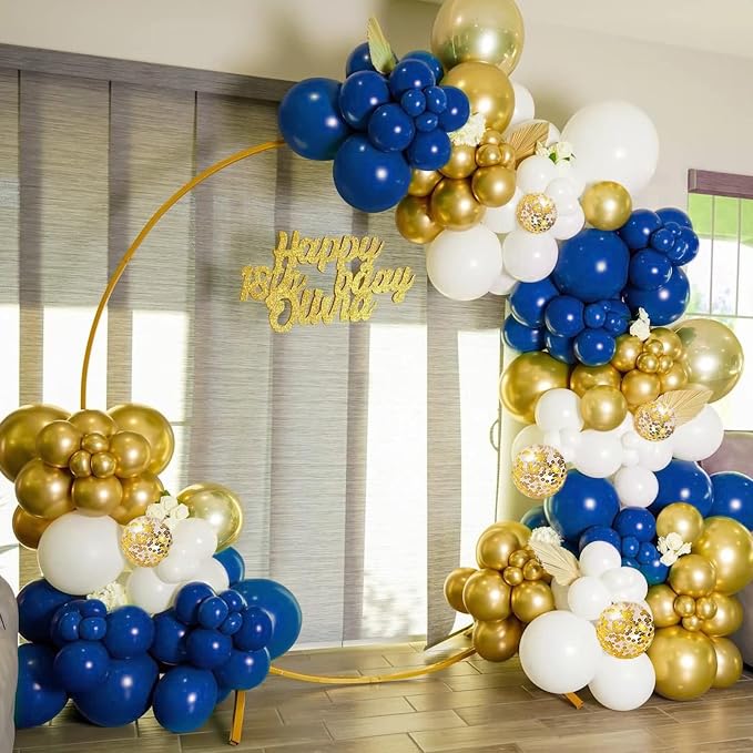 CANREVEL 127pcs Navy Blue Gold Balloons Garland Kit White Gold Confetti - Image 4