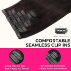 Lashey Seamless Clip in Hair Extensions Human Hair 7pcs 110g Straight Remy Hair, 18 Inch #2 Dark Brown Hair Extensions with PU Skin Weft for Women