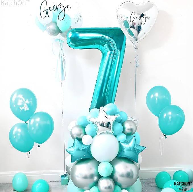 KatchOn, Aqua Blue 40 Inch Number 7 Balloon - Image 5
