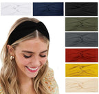 Tobeffect Turban Headbands for Women Boho Wide Women's Headbands for Hair Non Slip Twist Head Bands Headwraps Short Hair Stretchy Thick Fashion Accessories, Solid Color