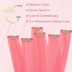 WENNALIFE Light Pink Clip in Hair Extensions Real Human Hair 35g 6pcs 14 Inch Colored Hair Extensions for Kids Women Colorful Hair Pieces Pop-up Style Straight Extensiones De Cabello Humano Con Clip
