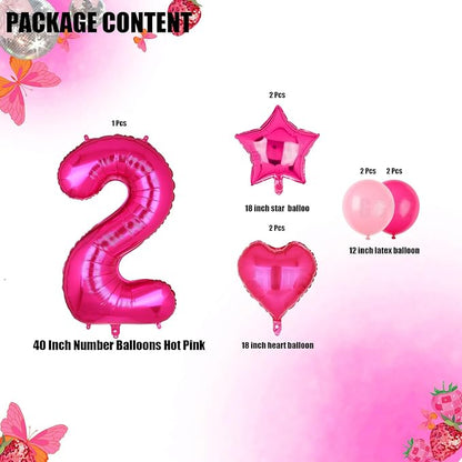 40 Inch Number Balloons Hot Pink 2 Cowgirl Pink 2nd Birthday Decor 9Pcs | Large - Image 2