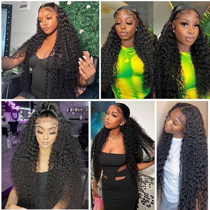bangjazz 180% Density HD Lace Front Wigs Human Hair Deep Wave Wig 13x4 Lace Frontal Wigs Human Hair 24 Inch Curly Wigs for Black Women Pre Plucked Natural Hairline Natural Color