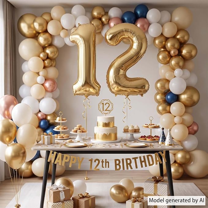 White Gold Number 12 Balloon 40 Inch, Champagne Foil Dozen Decoration | Giant - Image 7