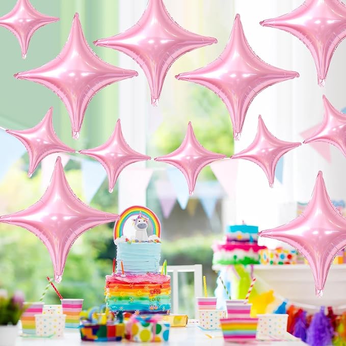 Pink Star Balloons, 26Inch and 10Inch Pink Quadrangle Helium Polyester Film - Image 5
