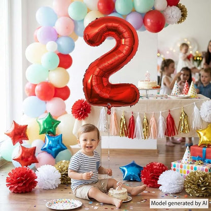 Red Number 2 Balloon 40 Inch, Foil Numeral - Image 3
