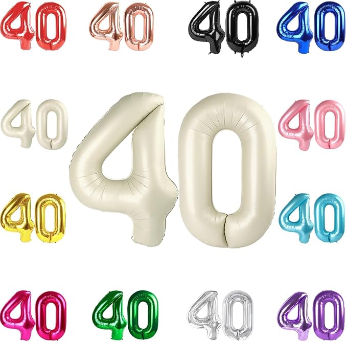 Cream Number 40 Balloon 40 Inch by IWERP