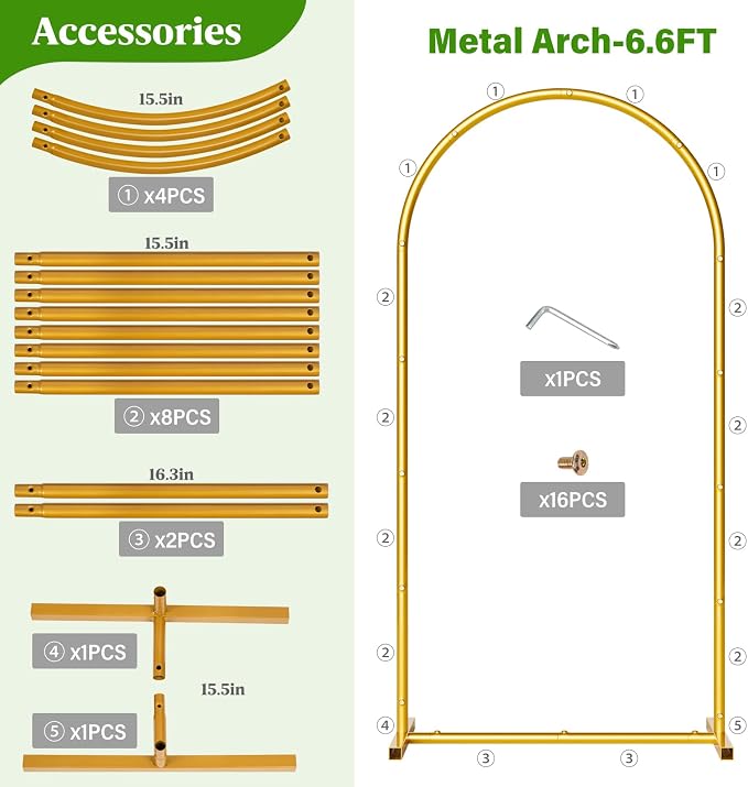 Metal Arch Backdrop Stand Wedding Arch Frame Set of 3 Gold Backdrop Arch Stand - Image 5