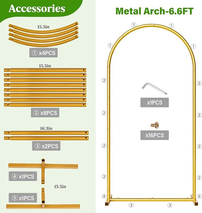 Metal Arch Backdrop Stand Wedding Arch Frame Set of 3 Gold Backdrop Arch Stand - Image 5