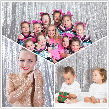 Eternal Beauty Silver 3mm Sequin Backdrop 7x7 Ft - Image 4