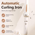 2026 New Fully Automatic Lazy Curling Stick, Upgrade Electric Rotary Curler Automatic Curling Iron, Large Curling Without Damaging Hair 28mm Comfort Hair Curler (Beige)