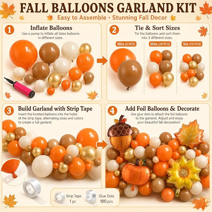 Fall Party Decoration Balloon Arch Kit - Image 7