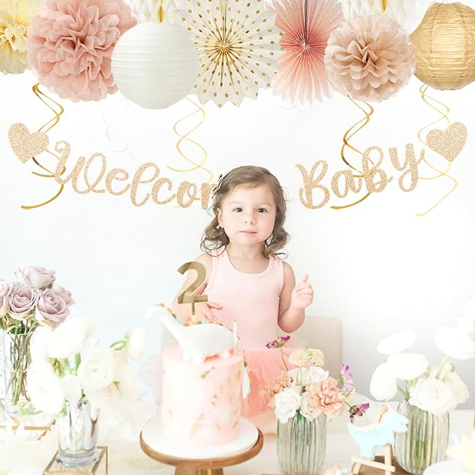 Champagne-Gold Fall Boho Baby Shower Party-Decorations - Image 6