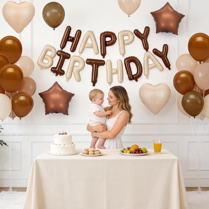 Cream Brown Birthday Decorations - Image 5