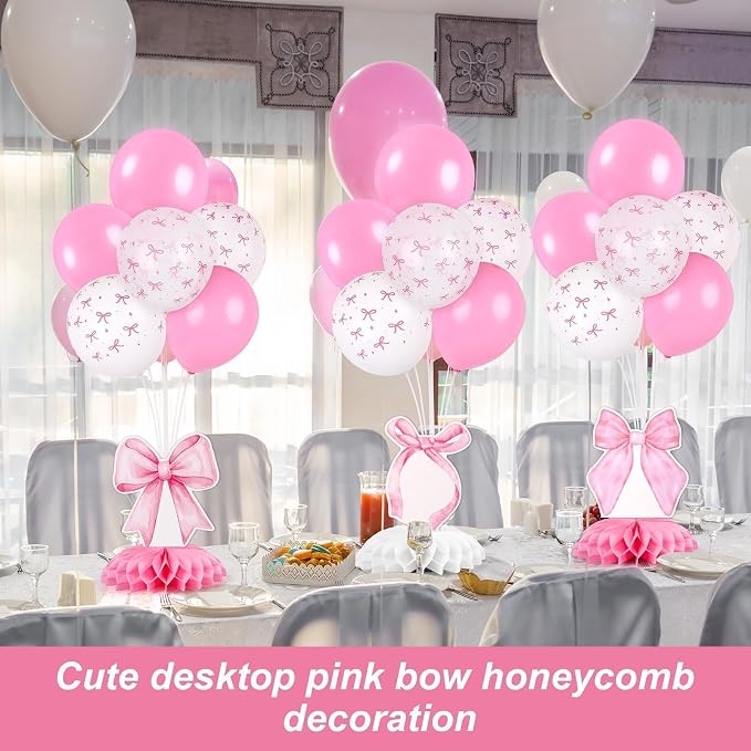 6 Set Pink Bow Birthday Decoration - Image 5