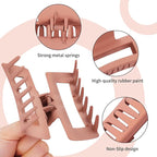 4 Inch Big Hair Claw Clips 6 Pcs Large Claw for Thick Hair Square Hair Clips for Women Rectangle Hair Clips Nonslip Acrylic Banana Jaw Clips Hair Accessories for Girls (Coffee)