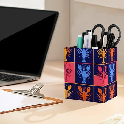 Pen Holder Hot Lobster, Leather Pencil Cup, Desktop Stationery Organizer Pen - Image 5