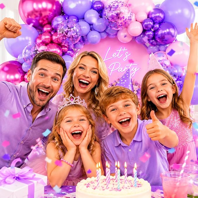 174Pcs Pink and Purple Balloons Garland Arch Kit -18 12 10 5 Inch Different - Image 6