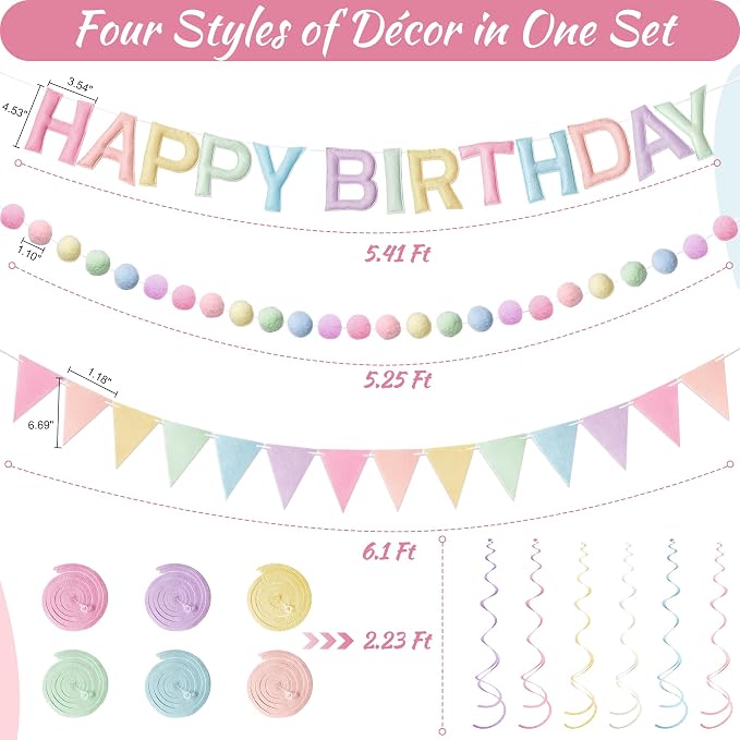 Kriyokiaa Pastel Happy Birthday Banner Set - Image 4