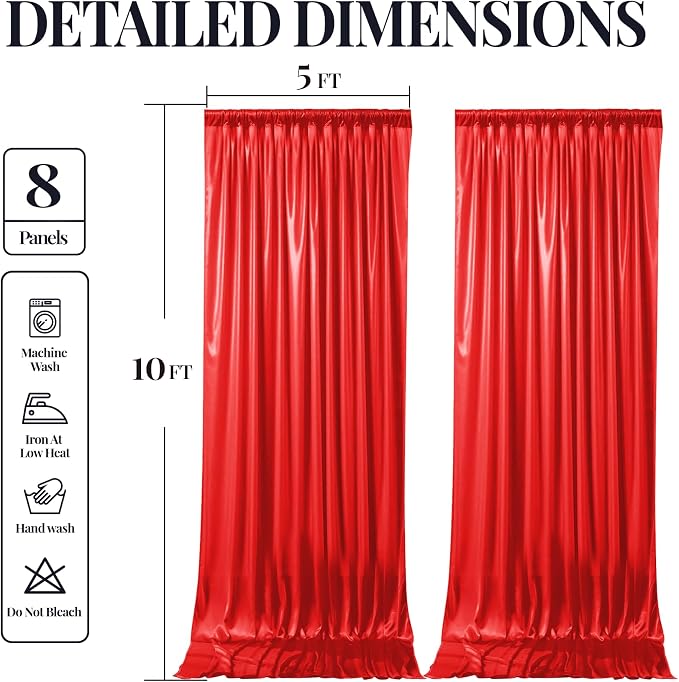 40x10ft Red Glitter Backdrop Curtain - Image 9