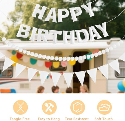 CANREVEL 3 PCS Pre-Strung 3D Happy Birthday Banner Decorations, Happy Birthday - Image 4