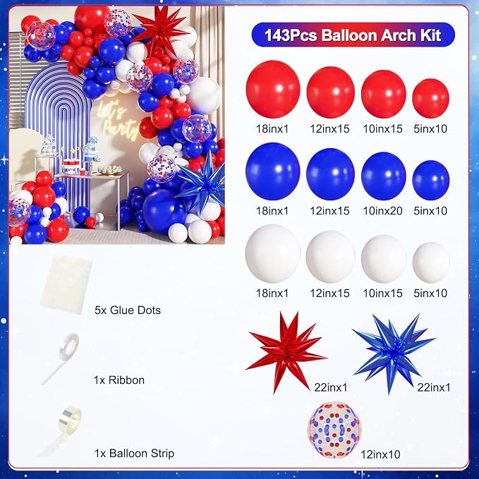 Red White Blue Balloon Arch Kit - Image 5