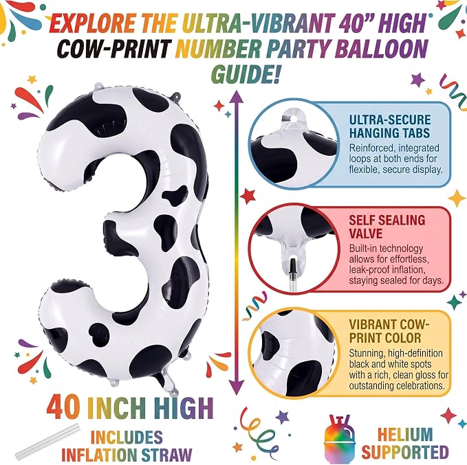 40 Inch Cow Print Number 13 Balloon - Image 2