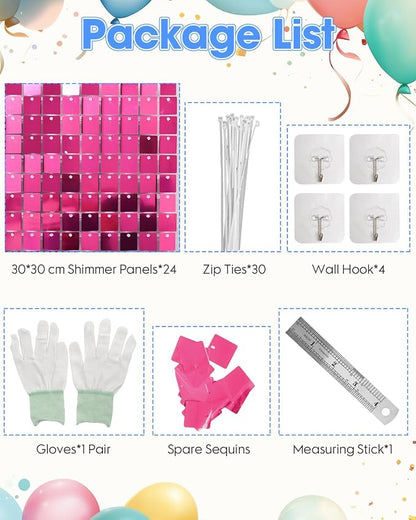 HotPink Shimmer Wall Backdrop, 24 Panels, 6x4 Ft Photo Backdrop | wedding - Image 4