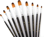 9 Pcs Filbert Long Handle Artist Paint Brush Set, Quality Synthetic Hair and Wooden Handle for Acrylic Watercolor Oil Painting, Great for Beginners and Professionals