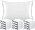 NTBAY 12 Pack Satin Queen Pillowcases for Hair and Skin, Luxurious and Silky Pillow Cases with Envelope Closure, 20 x 30 Inches, White