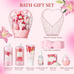 Gift Basket Christmas Gifts for Women Spa Set Lily & Peony Home Spa Set, Beauty Personal Care Set Jojoba Oil, Spa Self Care Kit, Bath Body For Thank You, Birthday Gifts