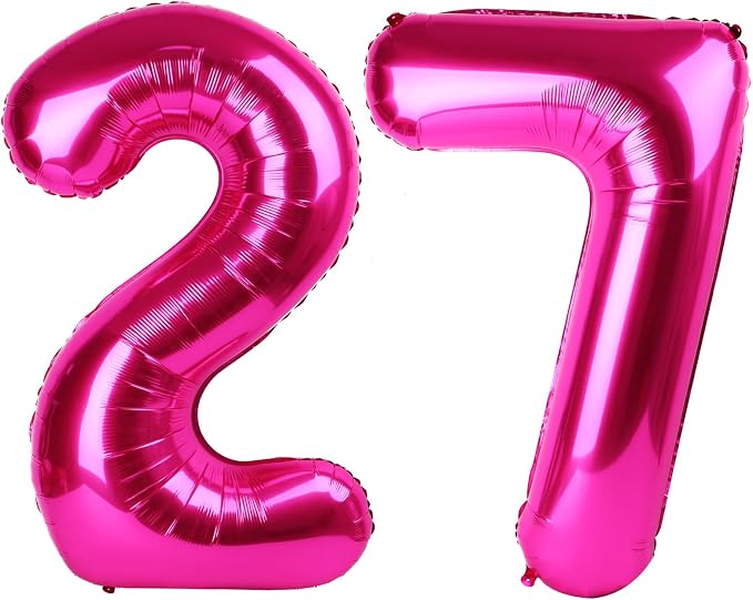 Hot Pink Number 27 72 Birthday Balloon 40 Inch, 27 72 Party Celebration by Upgesy