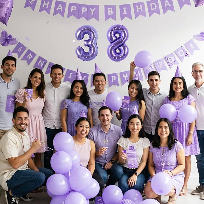 TONIFUL Number Balloon 16 Inch 10 Pcs Purple 0-9 Birthday Number Balloons | - Image 3