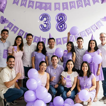TONIFUL Number Balloon 16 Inch 10 Pcs Purple 0-9 Birthday Number Balloons | - Image 3