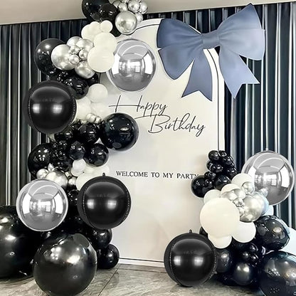 6Pcs Silver Black Round Foil Balloons, Giant 4D Round Ball Balloon, 22 Inch - Image 4