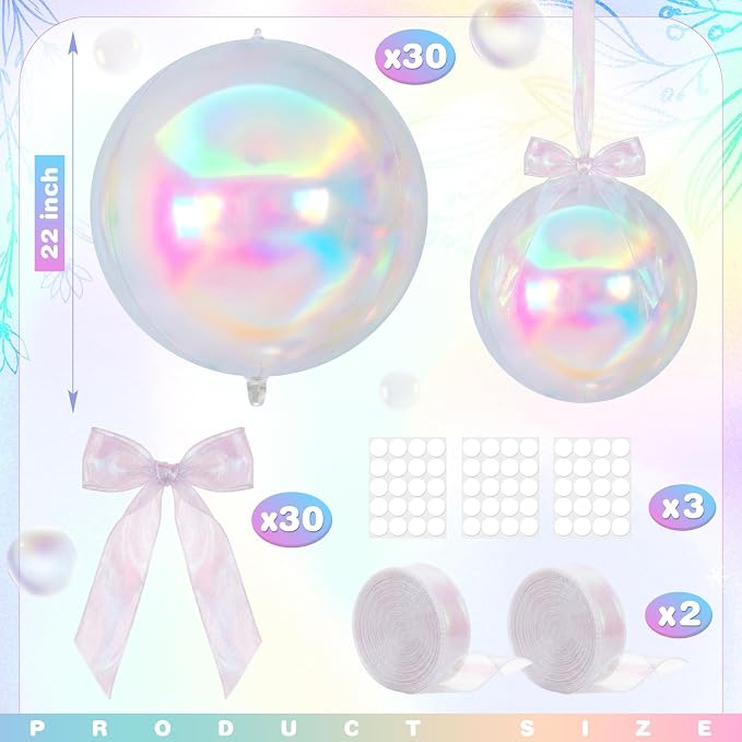 Jenaai 30 Set Iridescent Foil Balloons Bulk 22 Inch 4d Metallic Giant Balloons - Image 3