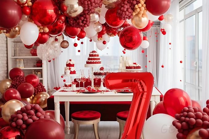 40 Inch 7 Red Number Balloons Mylar Foil Balloons 7th Birthday Party Decor | - Image 7