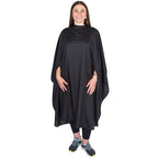Hair Cutting Cape with Armholes - Professional 100% Nylon Black Salon Cape - Lightweight, Water-Resistant Hairdresser Smock for Cutting, Coloring, and Styling - Comfortable Gown for Salon or Home