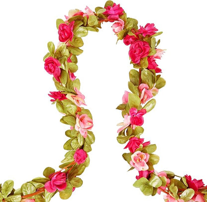 Artificial Flower Garland 8pcs 8.2ft Rose Vine Decor, Fall Purple Flower | - Image 3