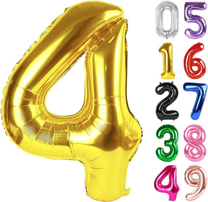 Gold Number 4 Balloon 40 Inch, 4th Birthday Party Decorations Men Women | Foil by IWERP