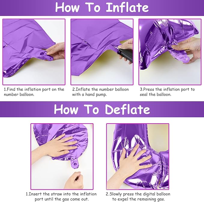 Large 10 Balloon Number Purple, 40 Inch Helium Foil Number 1 & 0 Balloons Self - Image 3